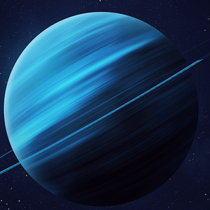 Darstellung des Planeten Uranus im Weltraum – kraftvoll, elektrisch-blau und frei schwebend. Symbol für astrologische Veränderung, persönliche Erneuerung und Befreiung vom alten System.